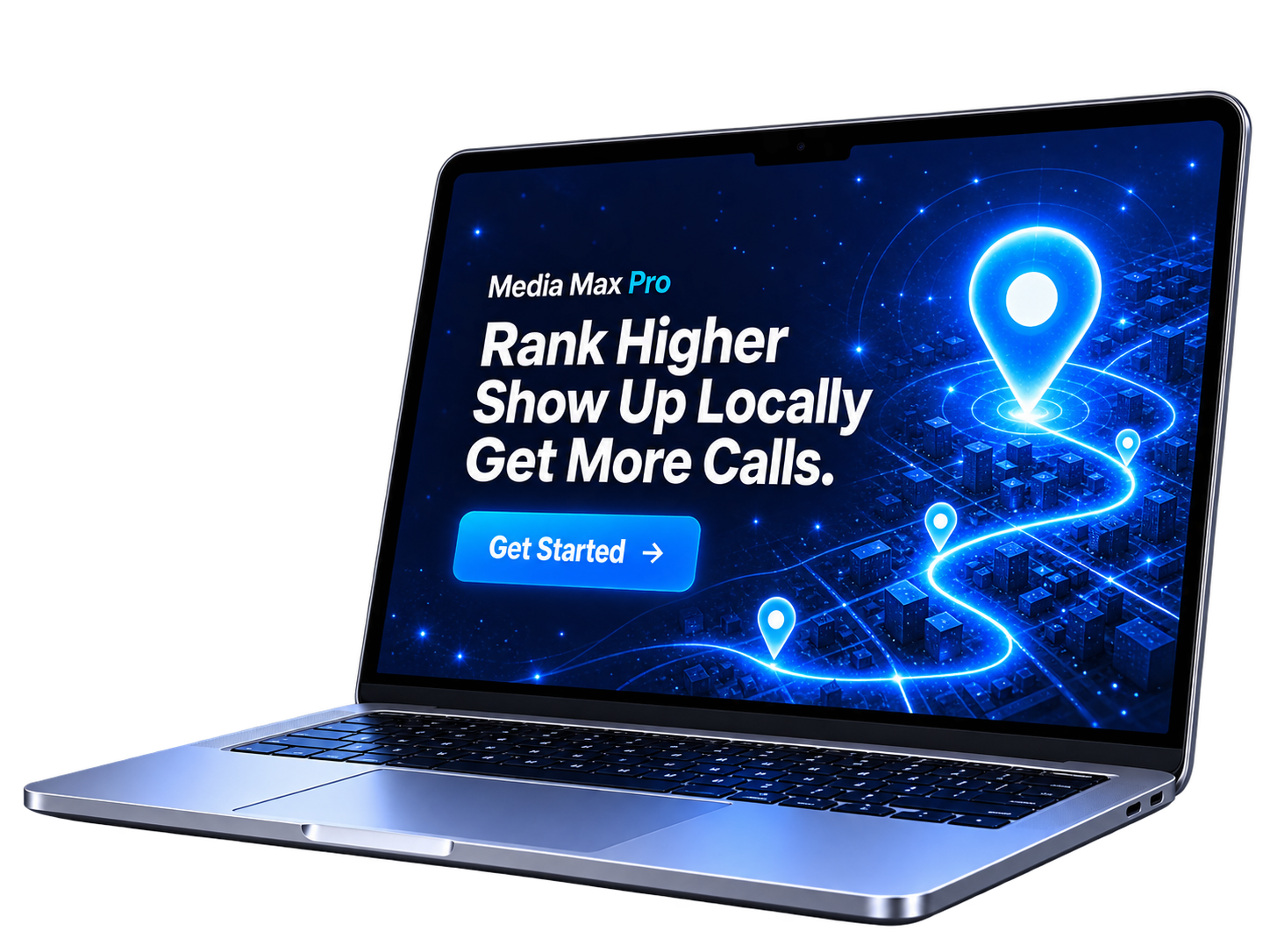 Media Max Pros Local SEO services illustrated with local search map pins