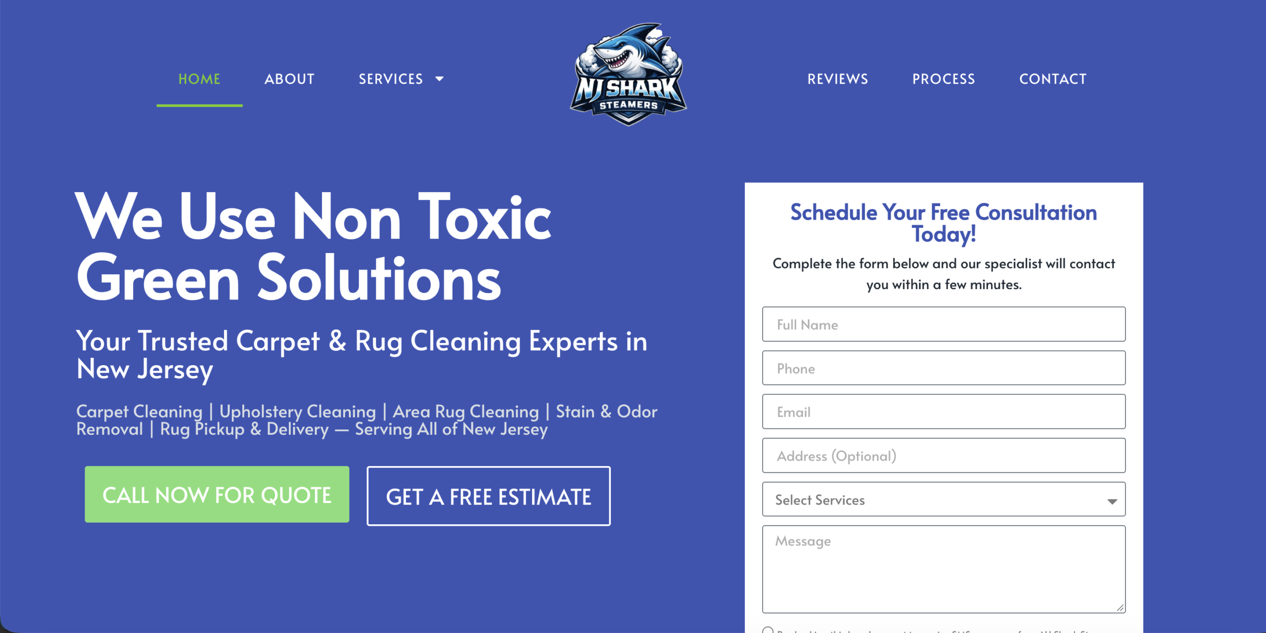 NJ Shark Steamers website homepage