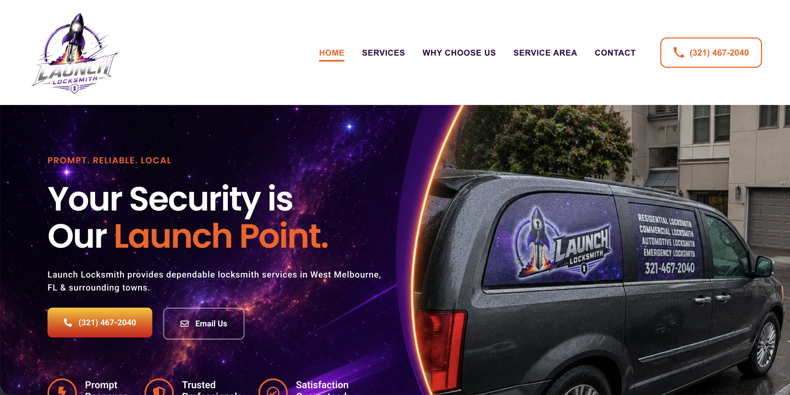 Launch Locksmith website homepage