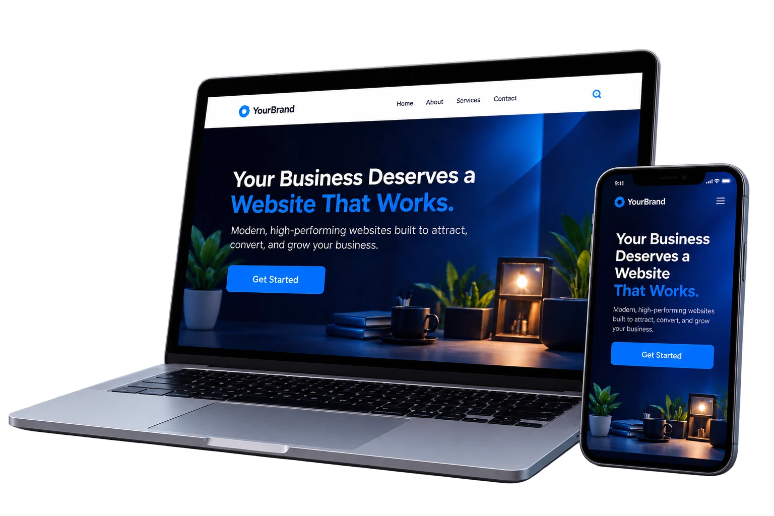 Responsive website displayed on a laptop and smartphone